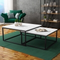2 darabos DUAL dohányzóasztal szett 76x76/66x66 cm fekete/fehér