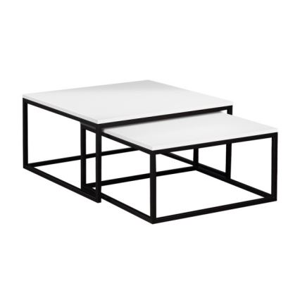 2 darabos DUAL dohányzóasztal szett 76x76/66x66 cm fekete/fehér