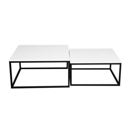 2 darabos DUAL dohányzóasztal szett 76x76/66x66 cm fekete/fehér