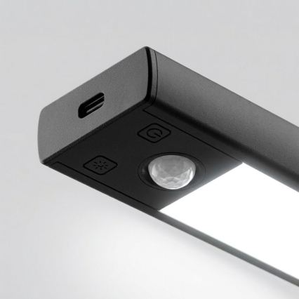 2 db-os szett tölthető LED bútorvilágítás mozgás- és alkonyérzékelővel VIRO LED/1,2W/3,7V 800 mAh 3000/4000/6500K 30 cm fekete