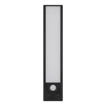 2 db-os szett tölthető LED bútorvilágítás mozgás- és alkonyérzékelővel VIRO LED/1,2W/3,7V 800 mAh 3000/4000/6500K 30 cm fekete