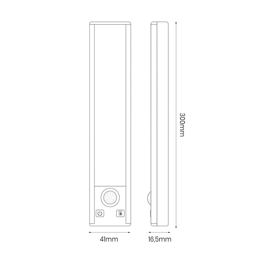 2 db-os szett tölthető LED bútorvilágítás mozgás- és alkonyérzékelővel VIRO LED/1,2W/3,7V 800 mAh 3000/4000/6500K 30 cm fekete