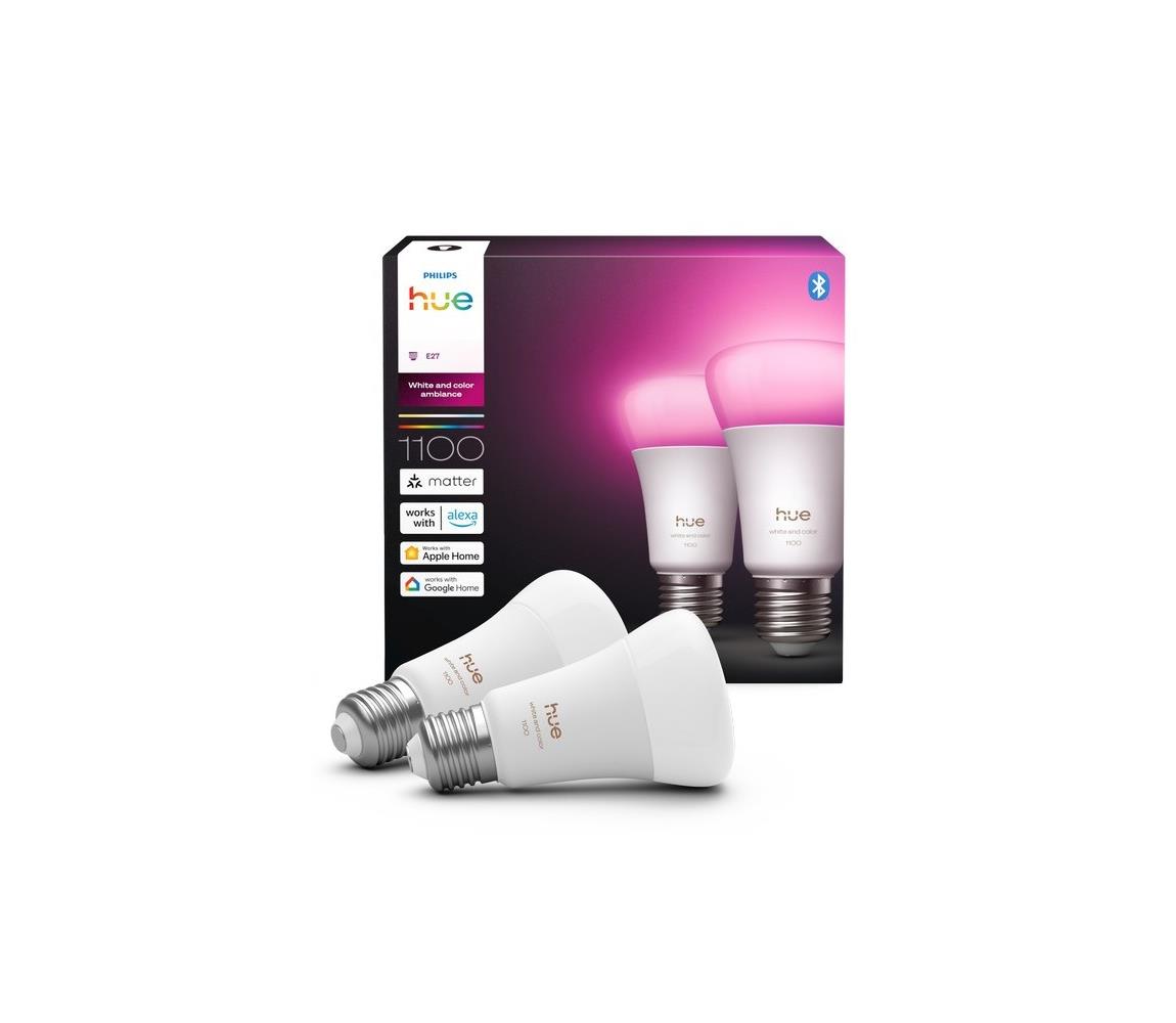 2 darabos LED fényerőszabályozható izzó szett Philips Hue WACA E27/8,1W/230V 1000