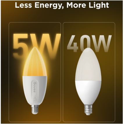 2 db-os LED RGBWW fényerőszabályozható izzó MATTER E14/5W/230V 2700-6500K Wi-Fi - Govee