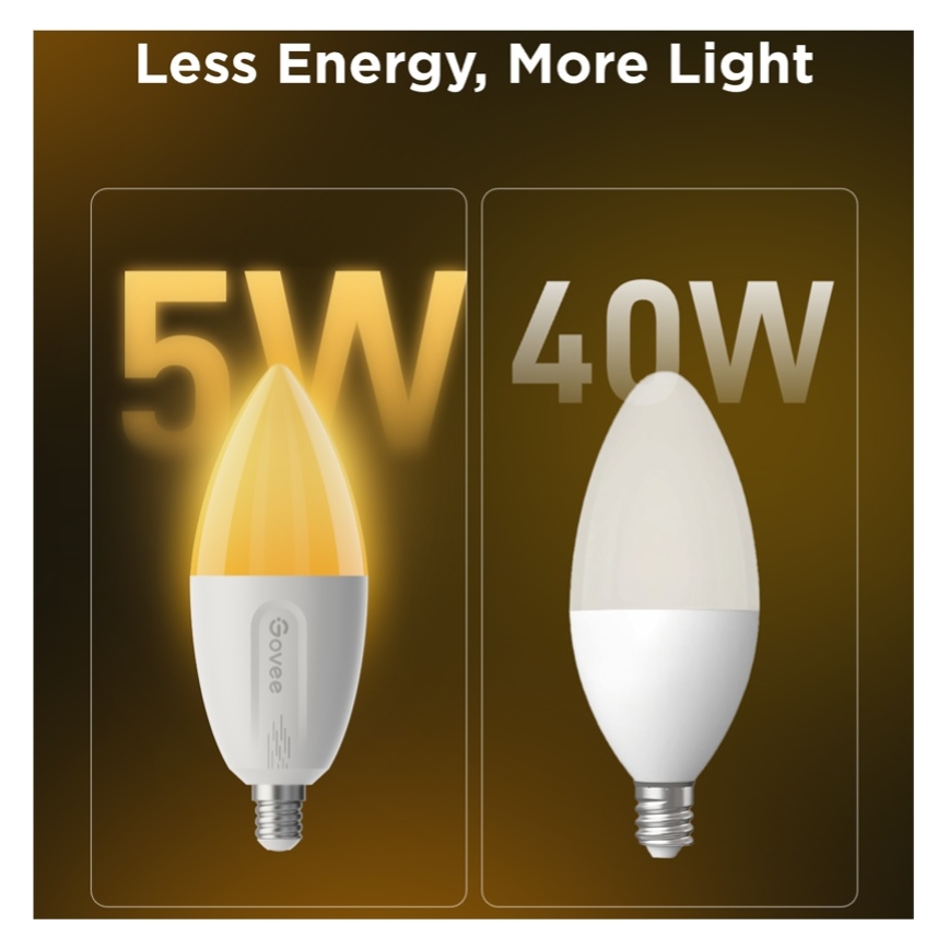 2 db-os LED RGBWW fényerőszabályozható izzó MATTER E14/5W/230V 2700-6500K Wi-Fi - Govee