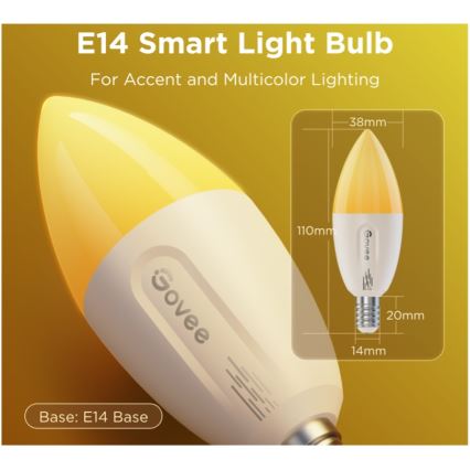 2 db-os LED RGBWW fényerőszabályozható izzó MATTER E14/5W/230V 2700-6500K Wi-Fi - Govee