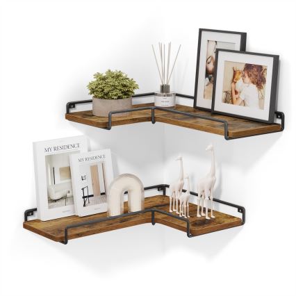 2 darabos SHELFY fali polc szett 40x10x29 cm barna/fekete