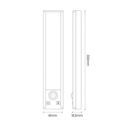 SZETT 2x LED újratölthető bútorvilágítás mozgás- és alkonyatérzékelővel VIRO LED/1,2W/3,7V 800 mAh 3000/4000/6500K 30 cm fehér