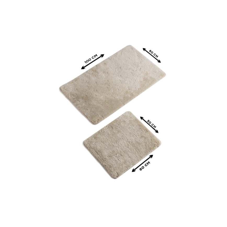 SZETT 2 db Bézs fürdőszobai szőnyeg 60x100 cm