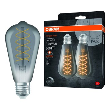 2 db-os készlet: dimmelhető LED-izzó VINTAGE FILAMENT E27/7,8W/230V 1800K - Osram