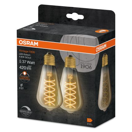2 db-os készlet: dimmelhető LED-izzó VINTAGE FILAMENT E27/7,8W/230V 1800K - Osram