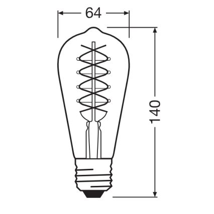 2 db-os készlet: dimmelhető LED-izzó VINTAGE FILAMENT E27/7,8W/230V 1800K - Osram
