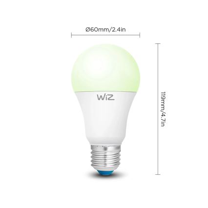 2 db-os szett LED RGBW dimmelhető izzó A60 E27/9W/230V 2200-6500K Wi-Fi + távirányító - WiZ