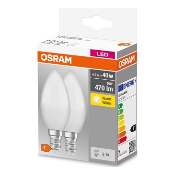 2 db-os LED izzó szett B38 E14/4,9W/230V 2700K - Osram