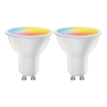 2 db-os LED RGBW dimmelhető izzó szett MESH Smart GU10/6,5W/230V 2700-6500K + távirányító - Aigostar