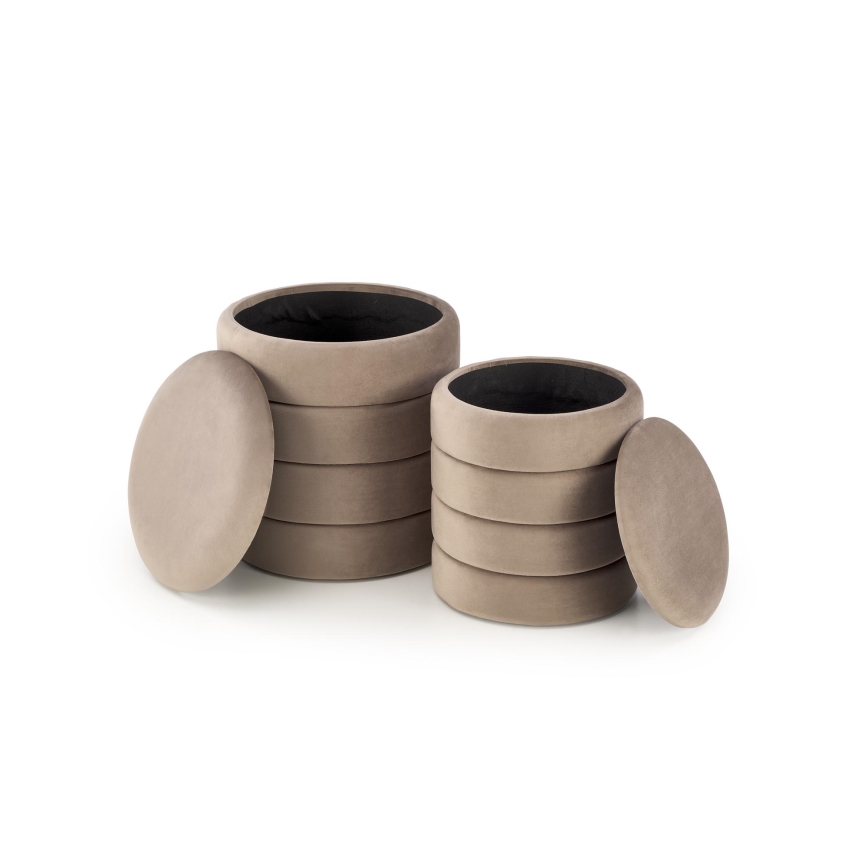 2 db-os PAX puff szett — elegáns taupe, átmérő: 33/40 cm