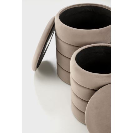 2 db-os PAX puff szett — elegáns taupe, átmérő: 33/40 cm