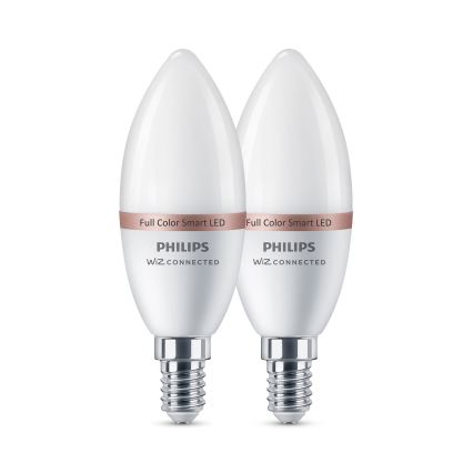 Philips SMART C37 E14 RGB LED izzó szett (2 db), fényerőszabályozható, 4,9W, 230V, 2200-6500K, CRI 90
