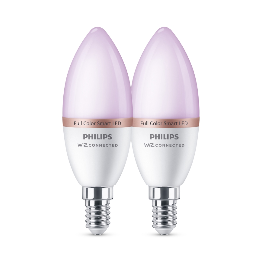 Philips SMART C37 E14 RGB LED izzó szett (2 db), fényerőszabályozható, 4,9W, 230V, 2200-6500K, CRI 90
