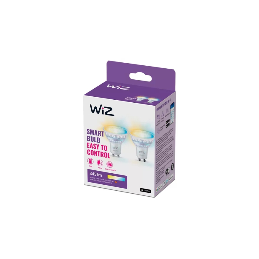 SZETT 2x LED Dimmelhető izzó mozgásérzékelővel PAR16 GU10/4,7W/230V 2700-6500K CRI 90 Wi-Fi - WiZ