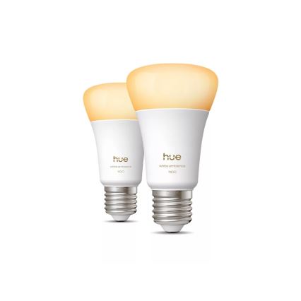 SZETT 2x Philips Hue WHITE AMBIANCE E27 dimmelhető LED izzó 8,1W/230V 1000-20000K