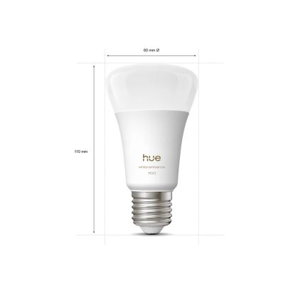 SZETT 2x Philips Hue WHITE AMBIANCE E27 dimmelhető LED izzó 8,1W/230V 1000-20000K
