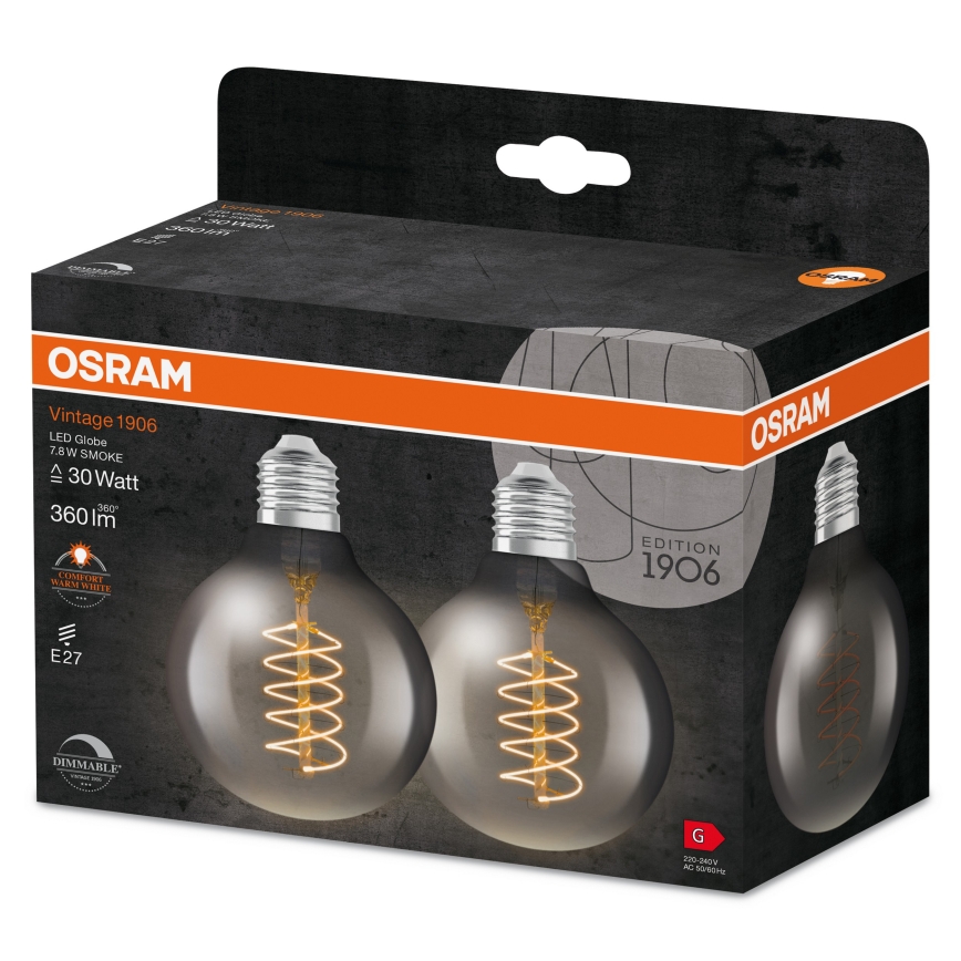2 db-os szett LED dimmelhető VINTAGE FILAMENT izzó E27/7,8W/230V 1800K - Osram