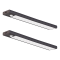 2 db-os szett tölthető LED bútorvilágítás mozgás- és alkonyérzékelővel VIRO LED/1,2W/3,7V 800 mAh 3000/4000/6500K 30 cm fekete