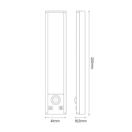 2 darabos szett: VIRO újratölthető LED bútorvilágítás mozgás- és alkonyatérzékelővel LED/1W/3,7V 800 mAh 3000/4000/6500K 20 cm fehér
