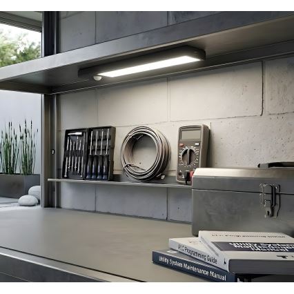 2 db-os szett VIRO tölthető LED bútori világítás mozgás- és alkonyatérzékelővel, LED 1 W, 3,7 V, 800 mAh, 3000/4000/6500 K, 20 cm, fekete
