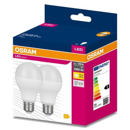 2 db VALUE CLASSIC LED izzó (E27, 19 W, 230 V, 2700 K) - Osram