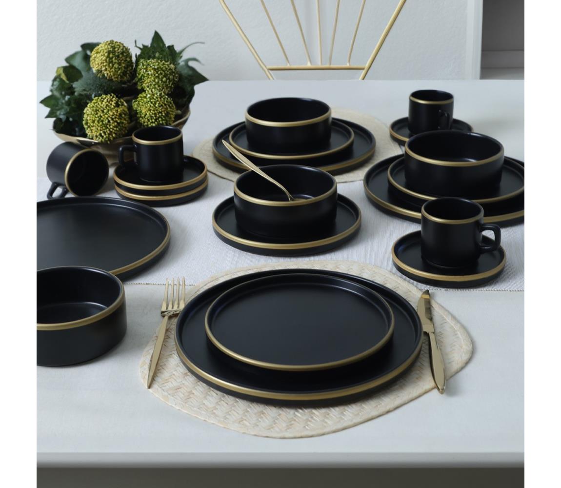 20 darabos étkészlet fekete/arany/kőkerámia 275KRM2511