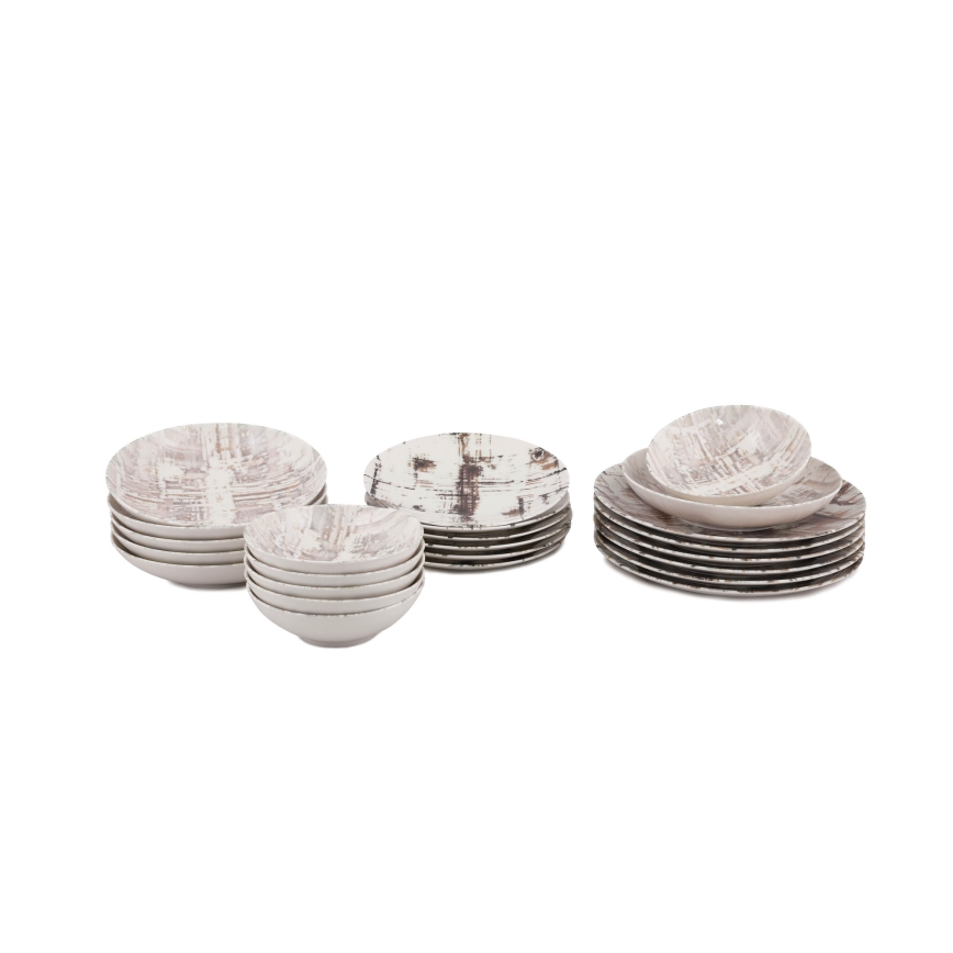 24 darabos barna-fehér porcelán étkészlet
