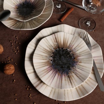 24 darabos barna porcelán étkészlet