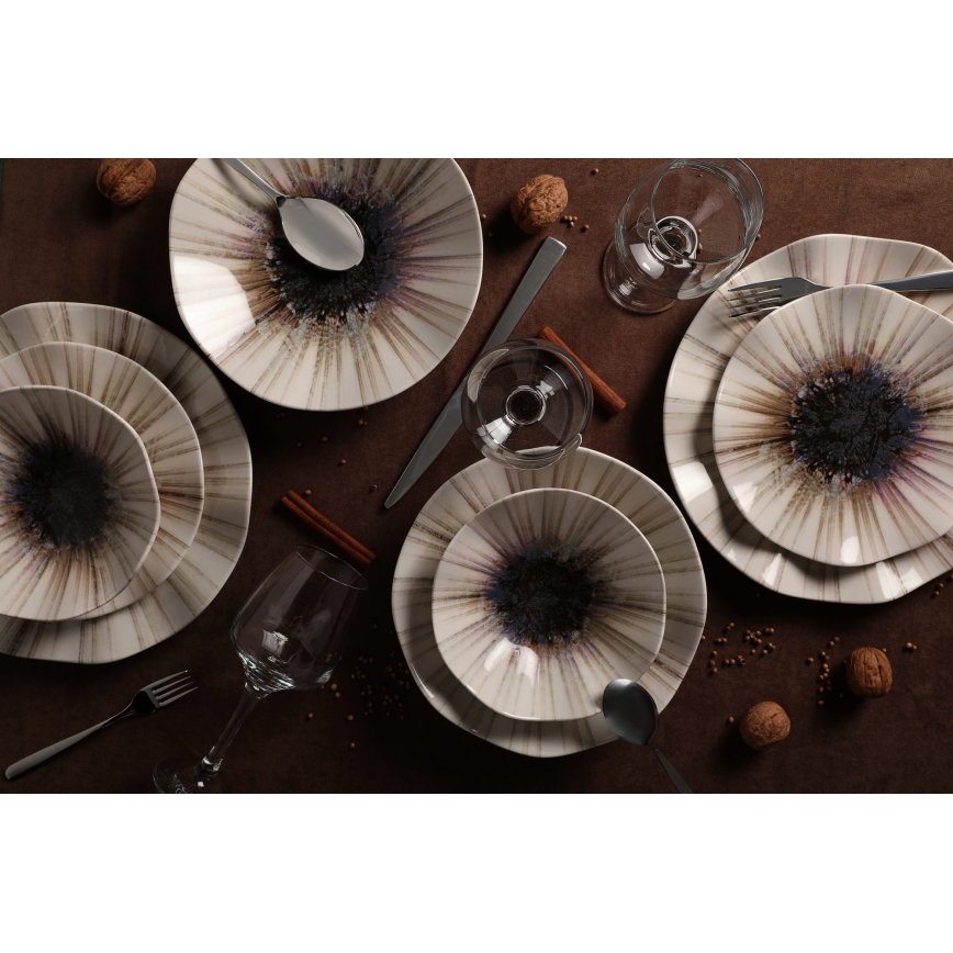 24 darabos barna porcelán étkészlet