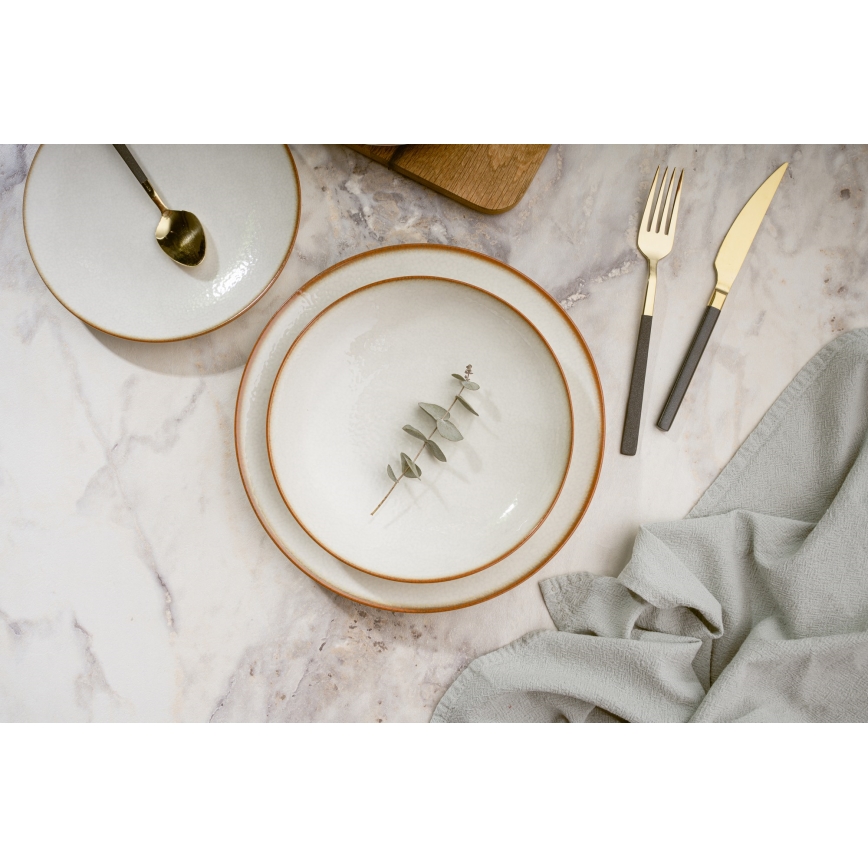 24 darabos bézs porcelán étkészlet