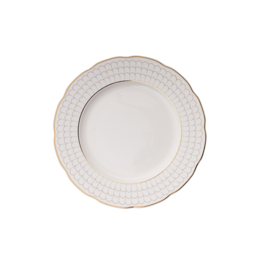 24 darabos elegáns fehér-arany porcelán étkészlet