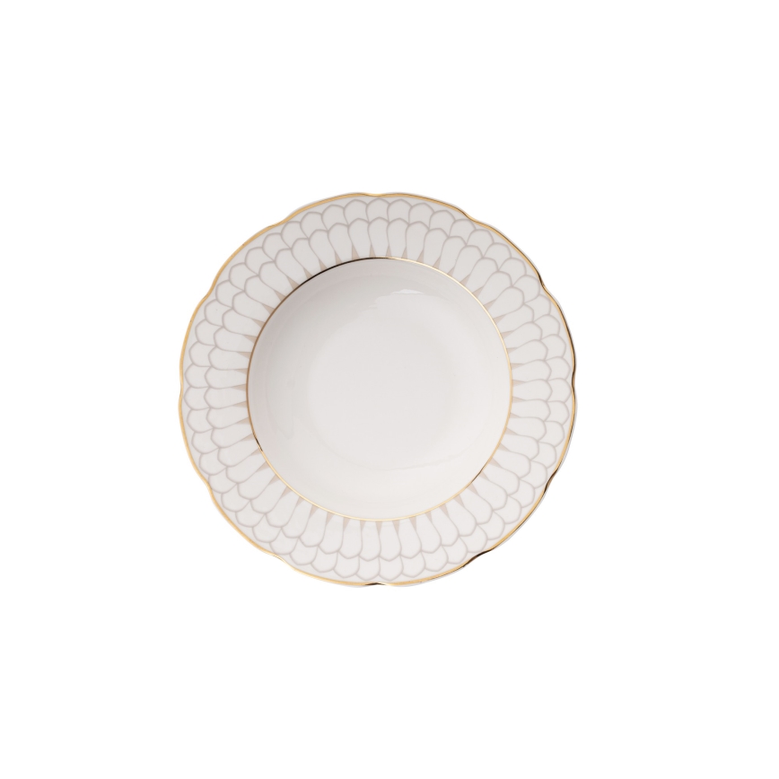 24 darabos elegáns fehér-arany porcelán étkészlet