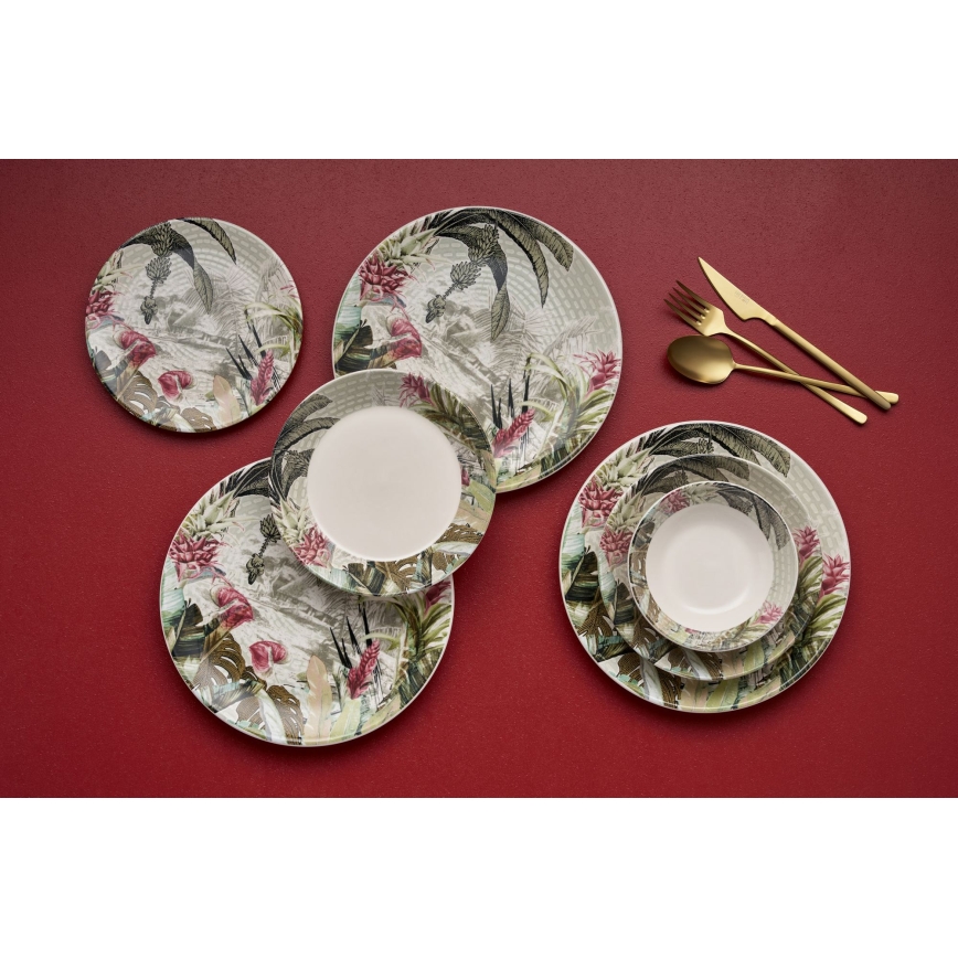 24 darabos, élénk színű kerámia étkészlet