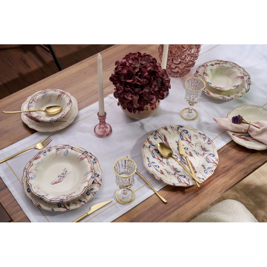 24 darabos, élénk színű porcelán étkészlet