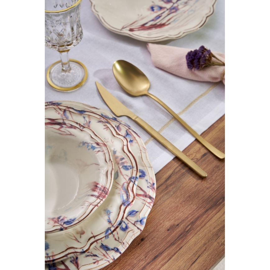 24 darabos, élénk színű porcelán étkészlet