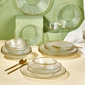 24 darabos étkészlet – átlátszó üveg, arany