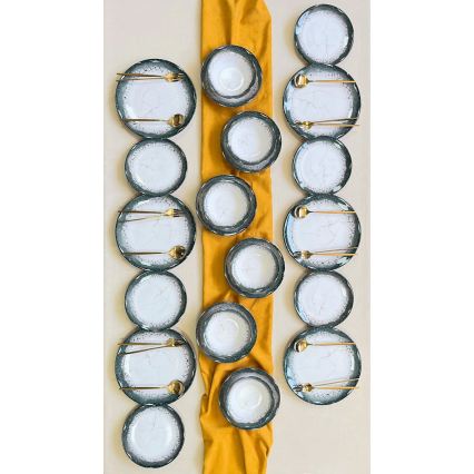 24 darabos étkészlet, fehér/antracit, kerámia