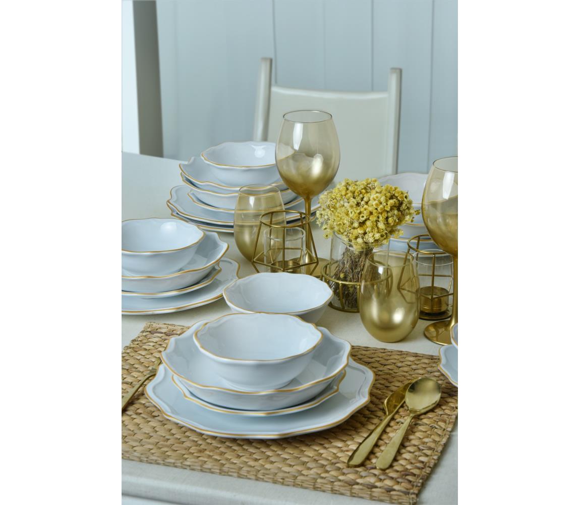 24 darabos étkészlet fehér/arany/kőagyag 275KRM2222