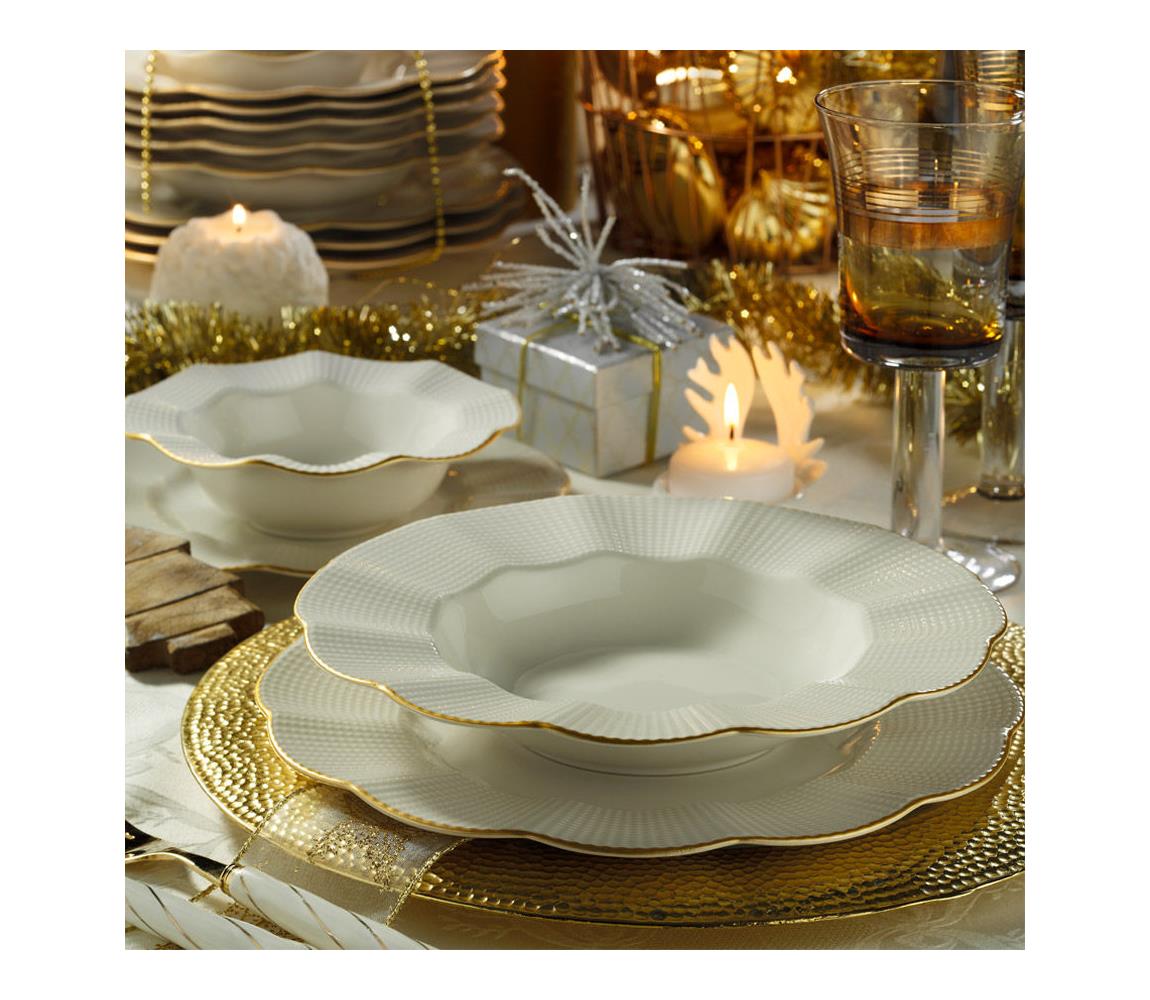 24 darabos étkészlet fehér/arany/porcelán 710KTP2482