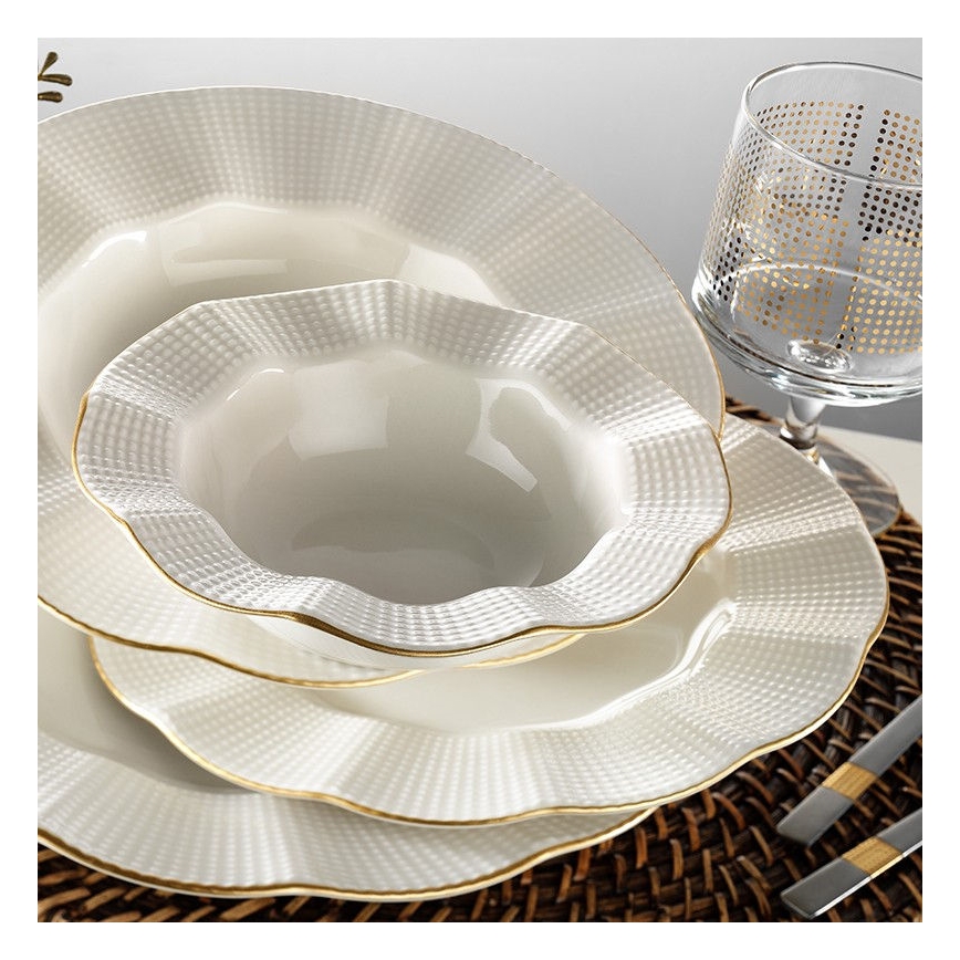 24 darabos étkészlet fehér/arany/porcelán