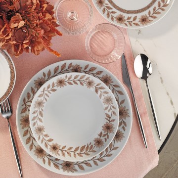 24 darabos étkészlet fehér/barna/porcelán