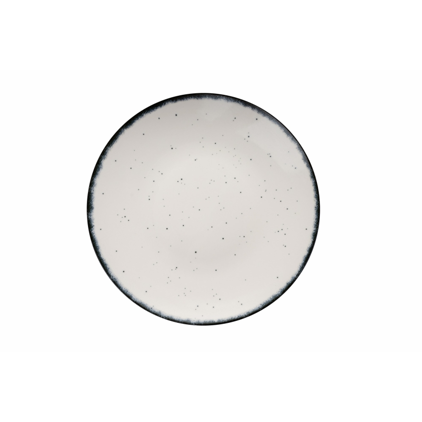 24 darabos étkészlet, fehér/fekete, porcelán