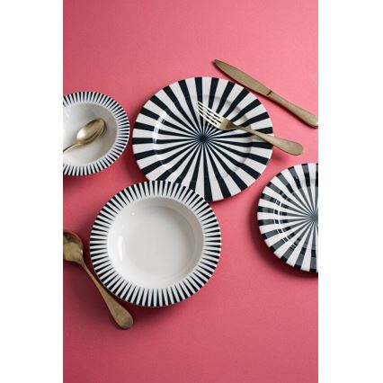 24 darabos étkészlet fehér/fekete/porcelán