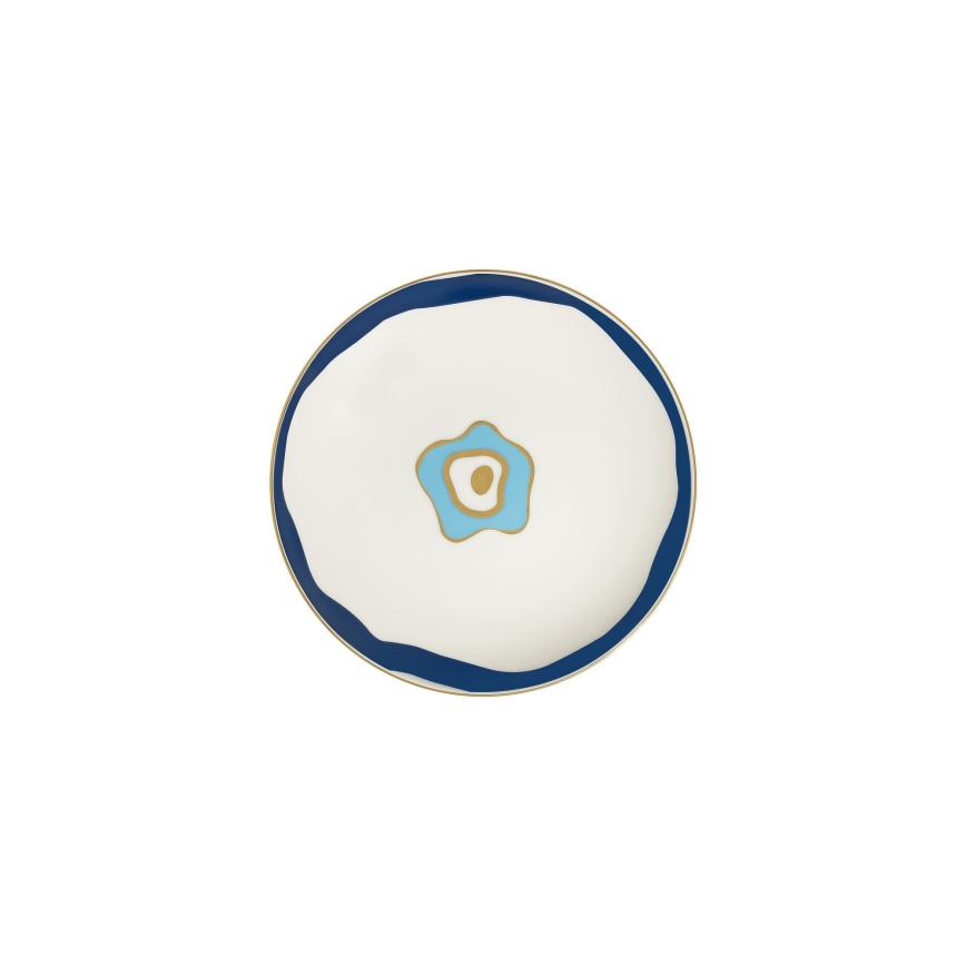 24 darabos étkészlet fehér/kék/arany/porcelán